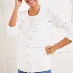 NWT Talbots 3X Sweater Cardigan White Button-Up pointelle